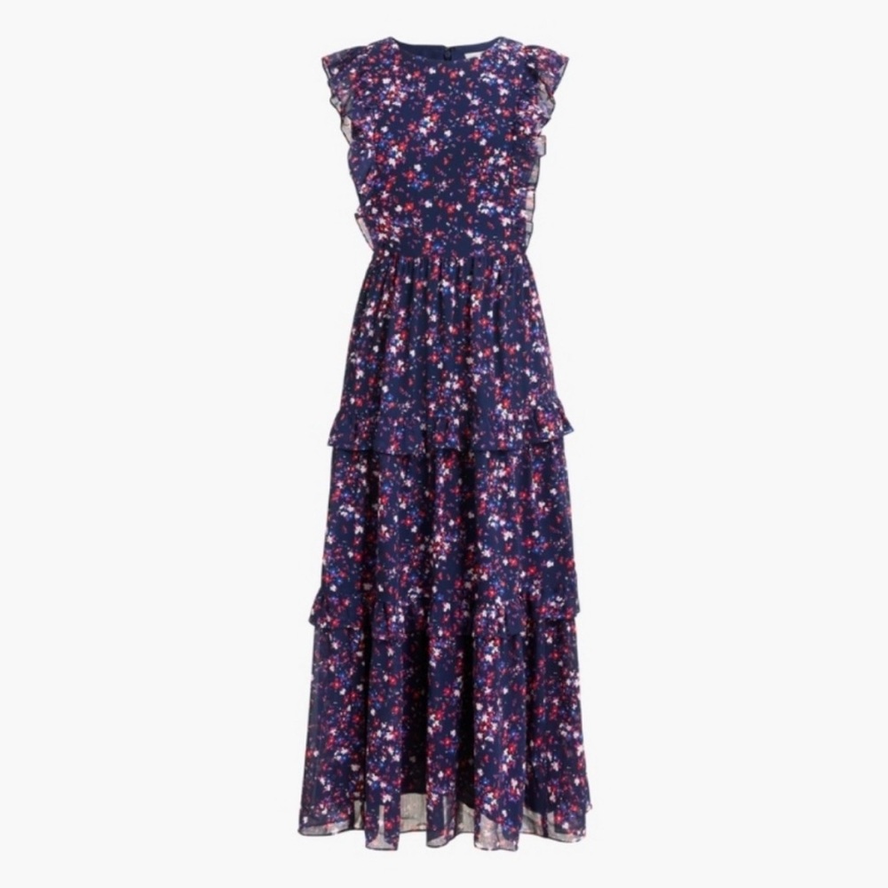 J Crew Floral Navy Blue Maxi Dress